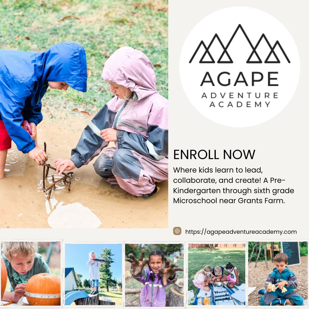 9 St Louis Christian School, St Louis Forest School, Christian school learners in outdoor classroom near Grant’s Farm